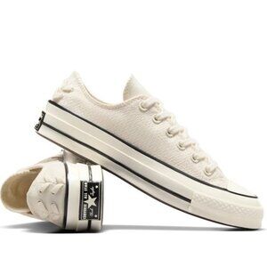 Converse Chuck 70 Ox Chevron Embroidered Sneakers Lace Up Low Top Egret Size 8
